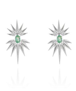 Pendientes Marina Garcia | Pendientes Galaxy Doble Verde En Plata