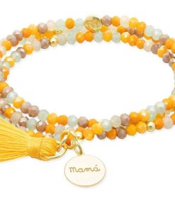 Pulseras Marina Garcia | Pulsera Zen Mostaza Con Chapa Mam