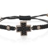 Pulseras Marina Garcia | Pulsera Cruz Pave Negro En Plata Rosa