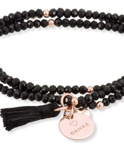 Pulseras Marina Garcia | Pulsera Zen Negro En Plata Rosa