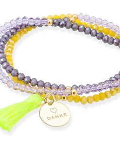 Pulseras Marina Garcia | Pulsera Zen Ne N Amarilla Con Chapa Danke