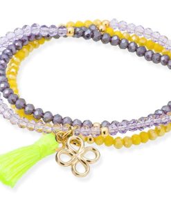 Pulseras Marina Garcia | Pulsera Zen Ne N Amarilla Con Trebol