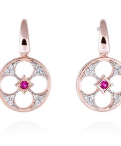 Pendientes Marina Garcia | Pendientes Firenze Fucsia En Plata Rosa