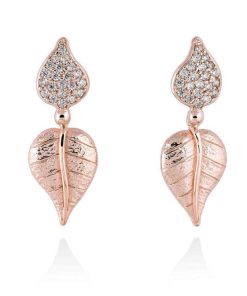 Pendientes Marina Garcia | Pendientes Leaves Blanco En Plata Rosa