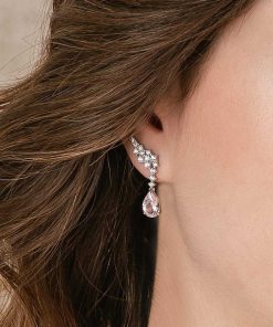 Pendientes Marina Garcia | Pendientes Trepadores Novia Rosa En Plata