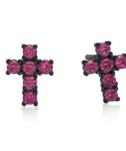 Pendientes Marina Garcia | Pendientes Bad Fucsia En Plata Negra