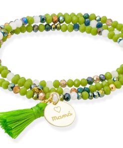 Pulseras Marina Garcia | Pulsera Zen Ne N Pistacho Con Chapa Mam