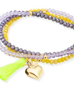 Pulseras Marina Garcia | Pulsera Zen Ne N Amarilla Con Coraz N