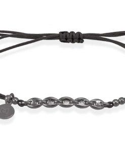 Pulseras Marina Garcia | Pulsera De Calabrote En Plata Negra Con Macram