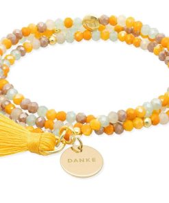 Pulseras Marina Garcia | Pulsera Zen Mostaza Con Chapa Danke