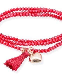 Pulseras Marina Garcia | Pulsera Zen Rojo En Plata Rosa