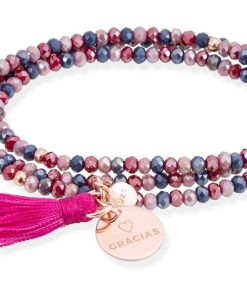 Pulseras Marina Garcia | Pulsera Zen Rosa En Plata Rosa