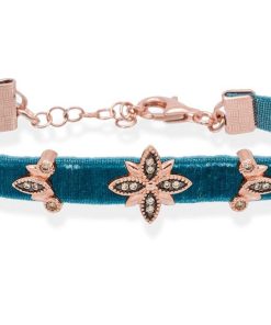 Pulseras Marina Garcia | Pulsera Velvet Azul En Plata Rosa