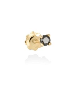 Pendientes Marina Garcia | Piercing Solitaire En Oro Amarillo 18Kt Y Diamantes Negro