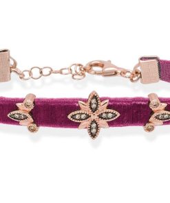 Pulseras Marina Garcia | Pulsera Velvet Malva En Plata Rosa