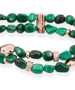 Pulseras Marina Garcia | Pulsera Samsara Verde En Plata Rosa