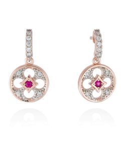 Pendientes Marina Garcia | Pendientes Firenze Fucsia En Plata Rosa