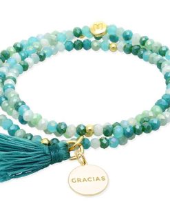 Pulseras Marina Garcia | Pulsera Zen Menta Con Chapa Gracias