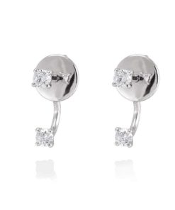 Pendientes Marina Garcia | Pendientes Ear Cuff Novia En Oro Blanco 18Kt. Y Diamantes