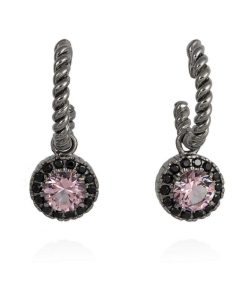 Pendientes Marina Garcia | Pendientes Maui Fucsia En Plata Negra