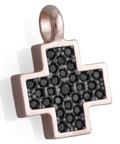 Colgantes Marina Garcia | Colgante Cruz Pave Negro En Plata Rosa