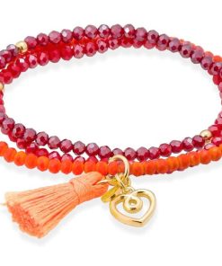 Pulseras Marina Garcia | Pulsera Zen Ne N Naranja Con Charm Love