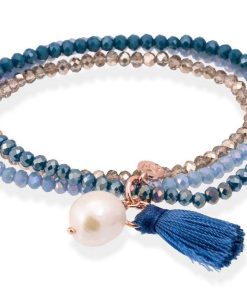 Pulseras Marina Garcia | Pulsera Zen Azul En Plata Rosa