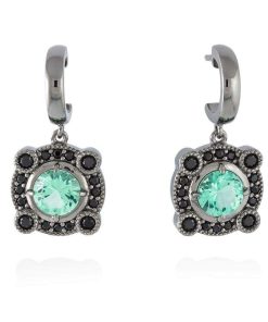 Pendientes Marina Garcia | Pendientes Retro Verde En Plata Negra