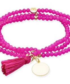 Pulseras Marina Garcia | Pulsera Zen Fucsia Con Chapa