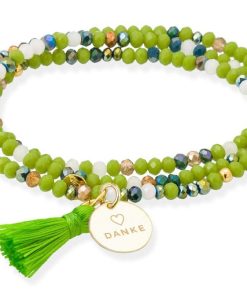 Pulseras Marina Garcia | Pulsera Zen Ne N Pistacho Con Chapa Danke