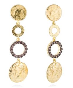 Pendientes Marina Garcia | Pendientes Circle Marr N En Plata Dorada