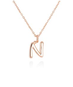 Gargantillas Marina Garcia | Colgante Letra N En Oro Rosa 18Kt