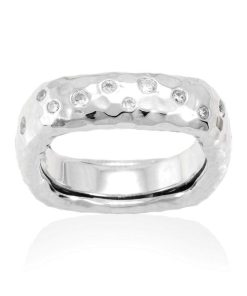 Anillos Marina Garcia | Anillo Bomb Cuadrado Con Circonitas En Plata