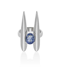 Anillos Marina Garcia | Anillo Galaxy Doble Azul En Plata