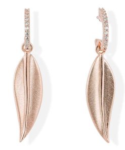 Pendientes Marina Garcia | Pendientes Leaves Blanco En Plata Rosa