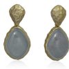 Pendientes Marina Garcia | Pendientes Flat Moon Gris En Plata Dorada