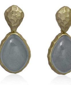 Pendientes Marina Garcia | Pendientes Flat Moon Gris En Plata Dorada