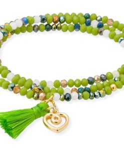 Pulseras Marina Garcia | Pulsera Zen Ne N Pistacho Con Charm Love