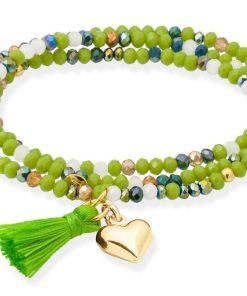 Pulseras Marina Garcia | Pulsera Zen Ne N Pistacho Con Coraz N