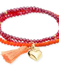 Pulseras Marina Garcia | Pulsera Zen Ne N Naranja Con Coraz N