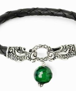 Pulseras Marina Garcia | Pulsera Dragon Verde En Plata Negra