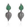 Pendientes Marina Garcia | Pendientes Leaves Verde En Plata Negra