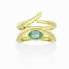 Anillos Marina Garcia | Anillo Galaxy Curvo Verde En Plata Dorada