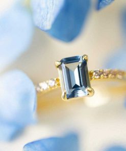 Anillos Marina Garcia | Anillo Niza Azul En Plata Dorada