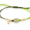 Pulseras Marina Garcia | Pulsera De Calabrote Con Pav De Circonitas Y Macram En Plata Dorada