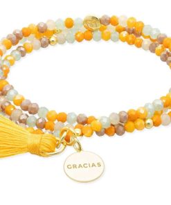 Pulseras Marina Garcia | Pulsera Zen Mostaza Con Chapa Gracias