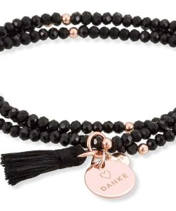 Pulseras Marina Garcia | Pulsera Zen Negro En Plata Rosa