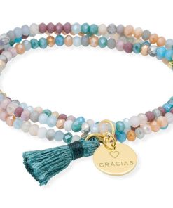 Pulseras Marina Garcia | Pulsera Zen Ocean A Con Chapa Gracias