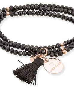 Pulseras Marina Garcia | Pulsera Zen Negro En Plata Rosa