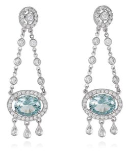 Pendientes Marina Garcia | Pendientes De Novia Chandelier Azul En Plata